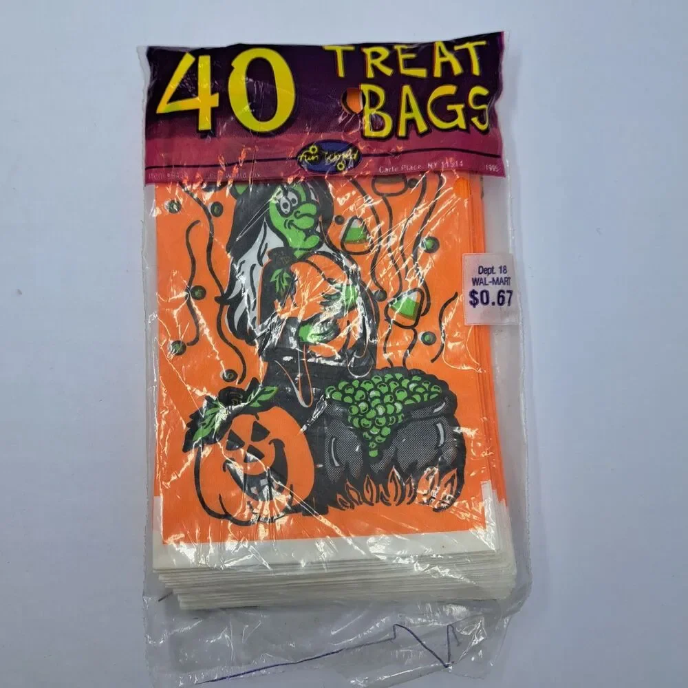 Vintage Halloween Treat Bags Goody Pack Loot Ghost Witch Pumpkin 90s Fun World